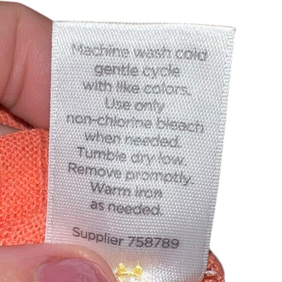 JCP Women's Coral Pink Ribbed Button Front Cardigan Sweater Cotton Blend Size M - Picture 7 of 9